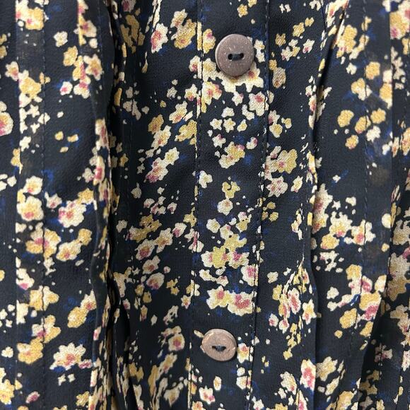 Miss Me Black Paisley Mini Dress Boho Peasant Sheer Sleeve Size S Festival Chic - Picture 4 of 8